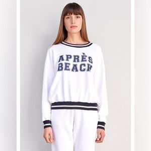 Sundry Evereve Apres Beach Pullover Sweatshirt Stripes Nautical Size M NWT